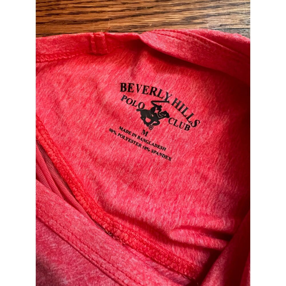 Beverly Hills Polo Club Women's Long Sleeve Activewear Mesh Panel Back Top Red M - Picture 2 of 3